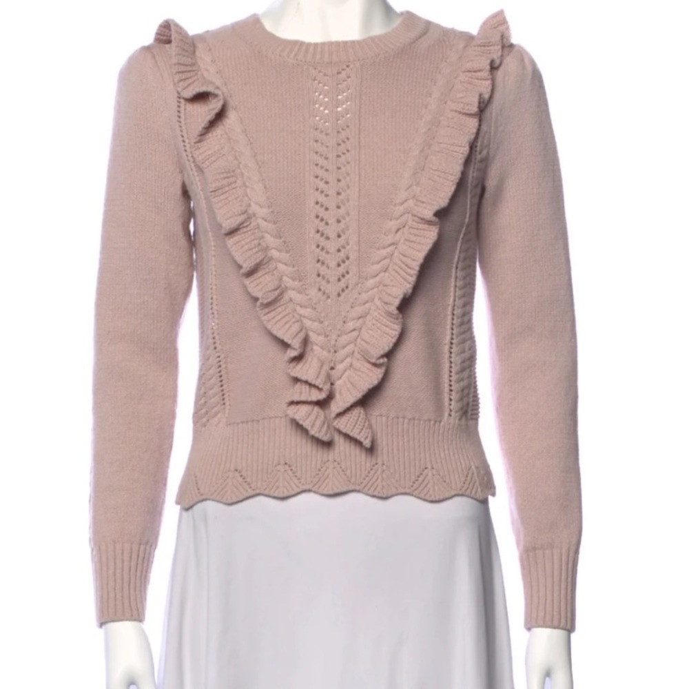 REBECCA TAYLOR pink ruffle sweater